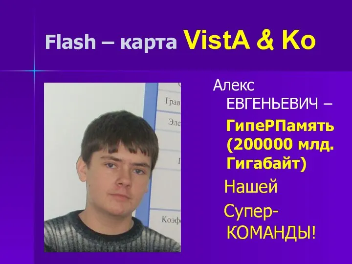 Flash – карта VistA & Ko Алекс ЕВГЕНЬЕВИЧ – ГипеРПамять (200000 млд. Гигабайт) Нашей Супер- КОМАНДЫ!