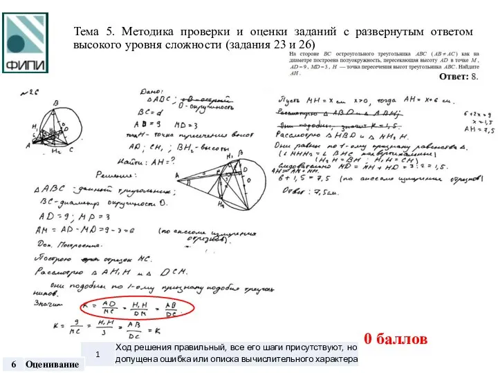 Тема 5. Методика проверки и оценки заданий с развернутым ответом высокого