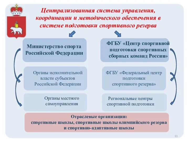 Централизованная система управления, координации и методического обеспечения в системе подготовки спортивного