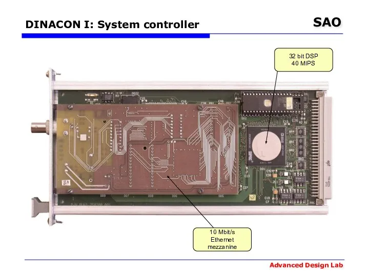 DINACON I: System controller 32 bit DSP 40 MIPS 10 Mbit/s Ethernet mezzanine