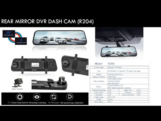 REAR MIRROR DVR DASH CAM (R204)