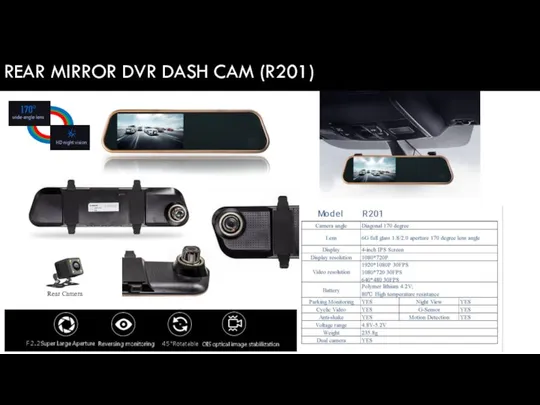 REAR MIRROR DVR DASH CAM (R201)