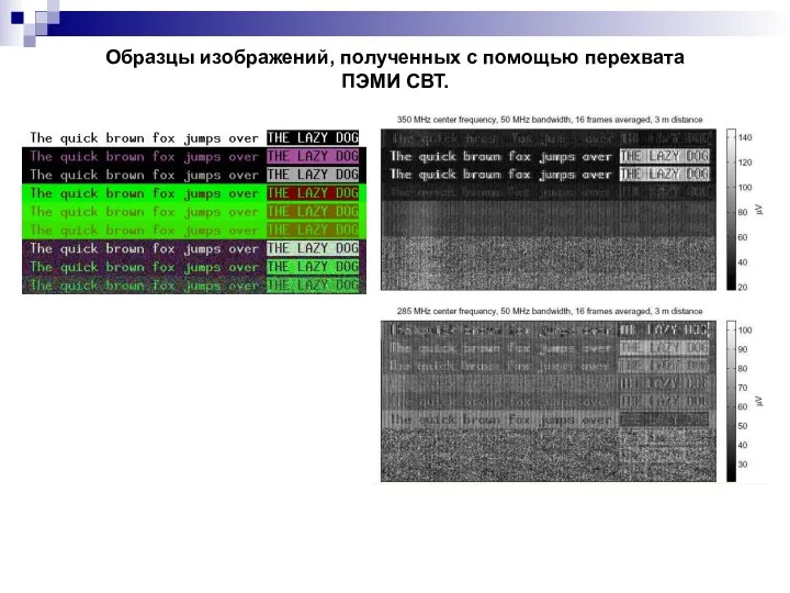 Образцы изображений, полученных с помощью перехвата ПЭМИ СВТ.