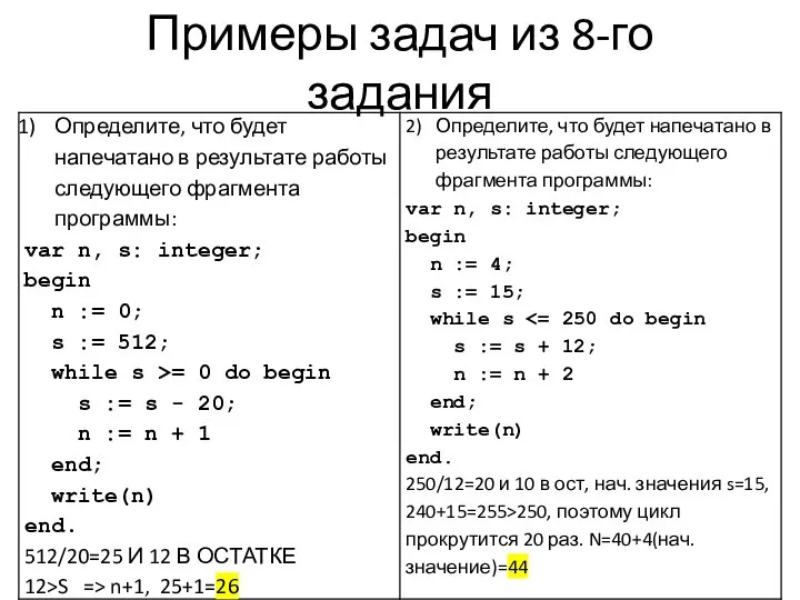 Примеры задач из 8-го задания