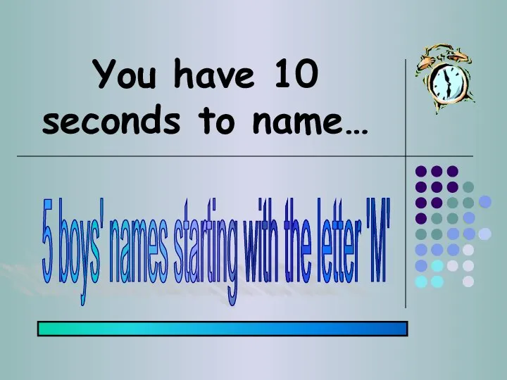 You have 10 seconds to name… 5 boys' names starting with the letter 'M'