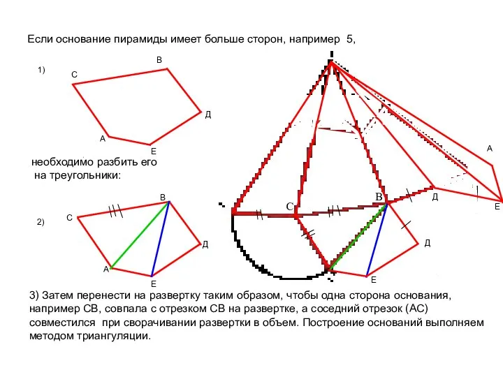 С° С В В Если основание пирамиды имеет больше сторон, например