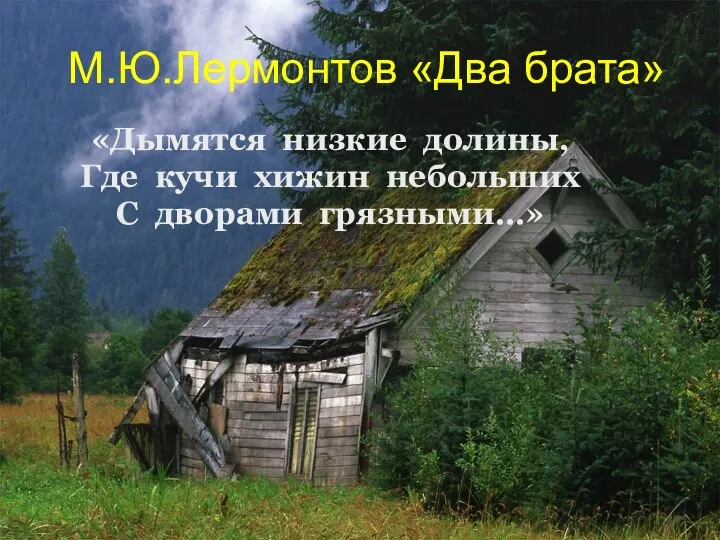 М.Ю.Лермонтов «Два брата» «Дымятся низкие долины, Где кучи хижин небольших С дворами грязными…»