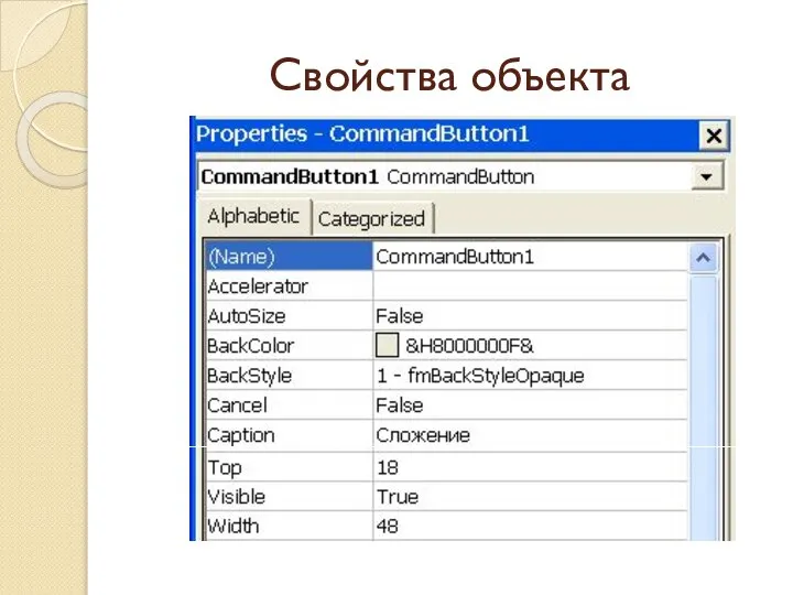 Свойства объекта