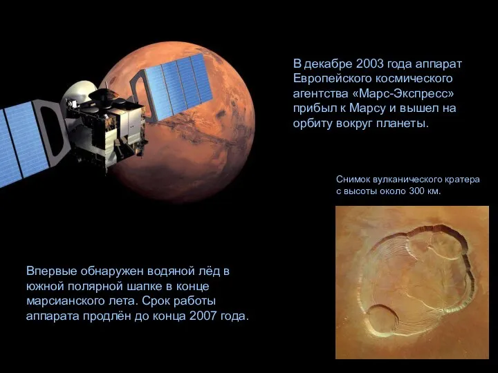 В декабре 2003 года аппарат Европейского космического агентства «Марс-Экспресс» прибыл к