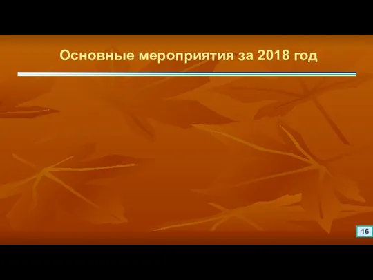 16 Основные мероприятия за 2018 год