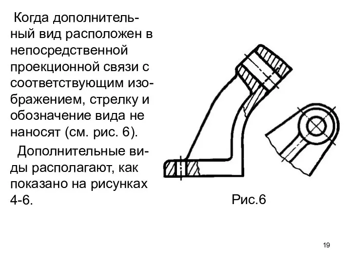 Когда дополнитель-ный вид расположен в непосредственной проекционной связи с соответствующим изо-бражением,