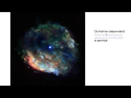 Остаток сверхновой RCW 103 c нейтронной звездой 1E 161348-5055 в центре