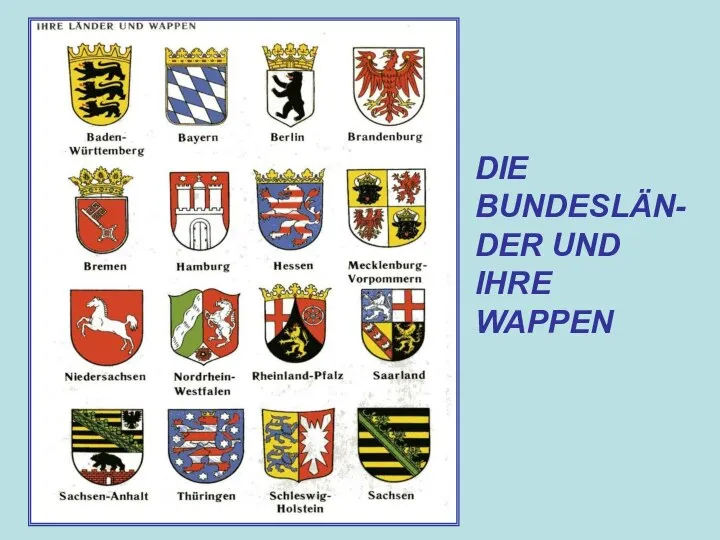 DIE BUNDESLÄN-DER UND IHRE WAPPEN