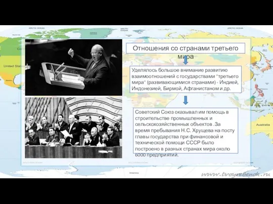 Отношения со странами третьего мира Уделялось большое внимание развитию взаимоотношений с