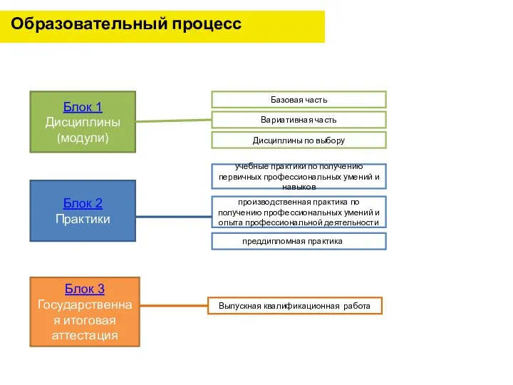 Образовательный процесс Блок 1 Дисциплины (модули) Блок 2 Практики Блок 3