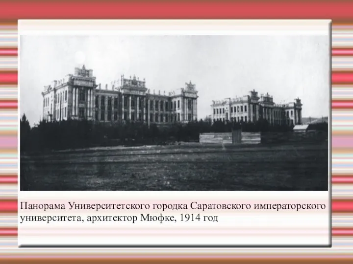 Панорама Университетского городка Саратовского императорского университета, архитектор Мюфке, 1914 год