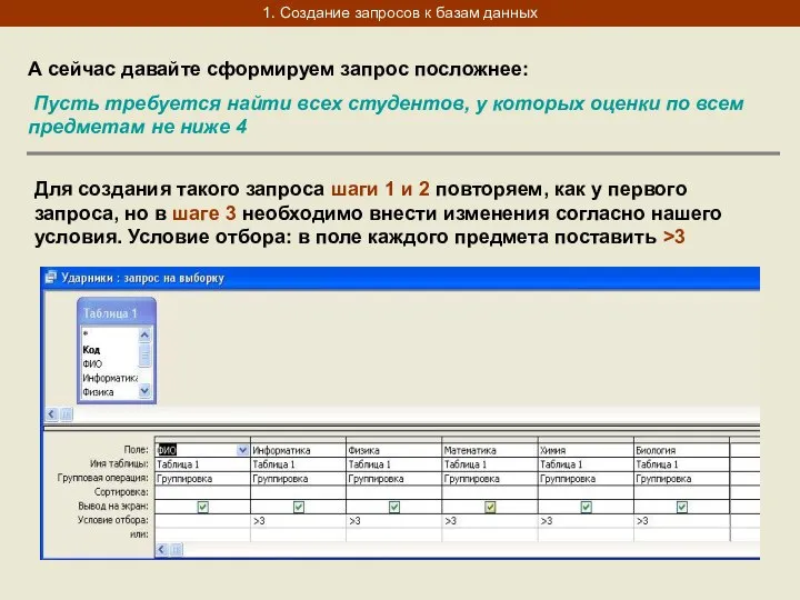 1. Создание запросов к базам данных А сейчас давайте сформируем запрос