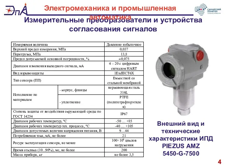 Измерительные преобразователи и устройства согласования сигналов 4 Электромеханика и промышленная автоматика