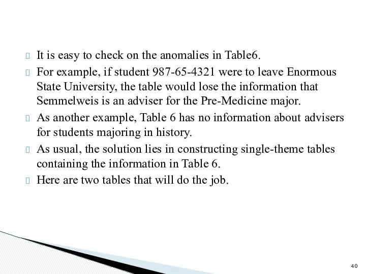 It is easy to check on the anomalies in Table6. For