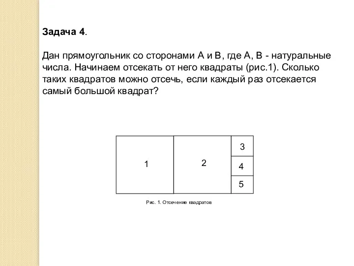 Задача 4. Дан прямоугольник со сторонами А и В, где А,