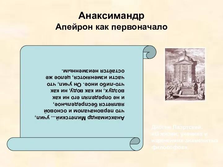 Анаксимандр Апейрон как первоначало Диоген Лаэртский. «О жизни, учениях и изречениях