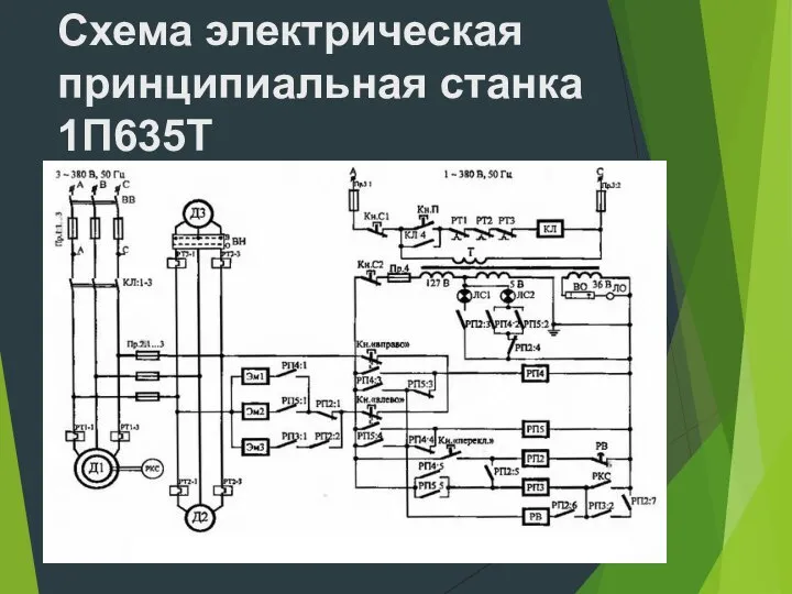 Схема электрическая принципиальная станка 1П635Т