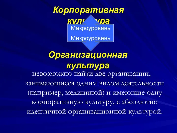 невозможно найти две организации, занимающиеся одним видом деятельности (например, медициной) и