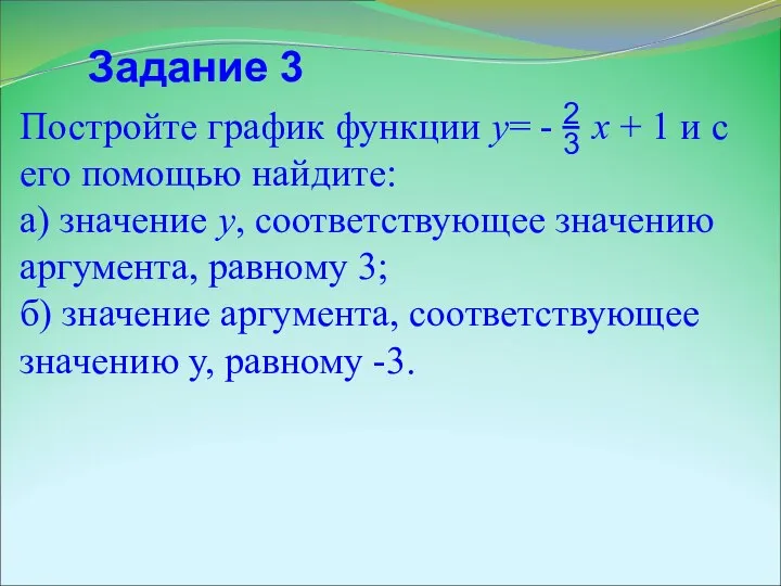 Задание 3 Постройте график функции у= - х + 1 и