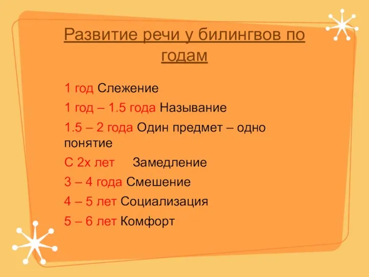 Развитие речи у билингвов по годам 1 год Слежение 1 год