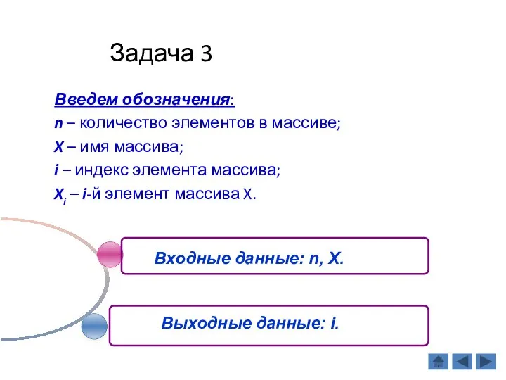 Задача 3 Введем обозначения: n – количество элементов в массиве; X