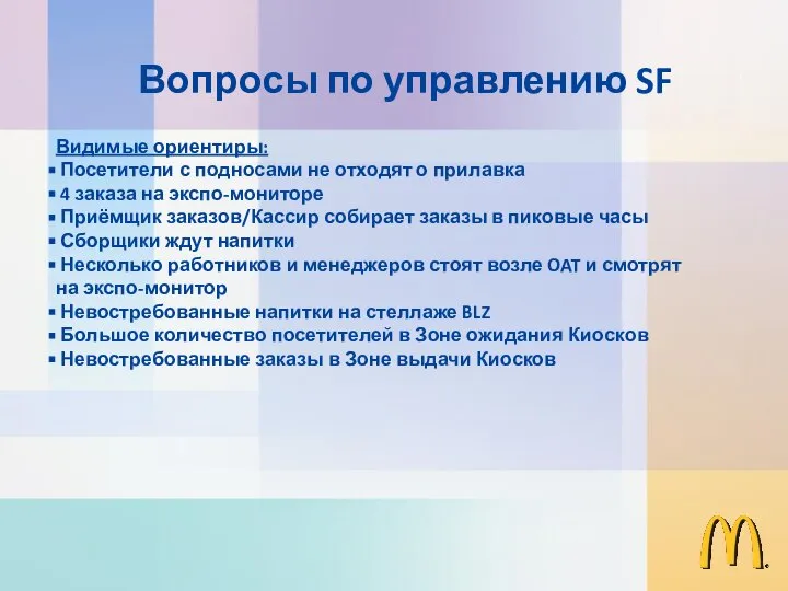 Видимые ориентиры: Посетители с подносами не отходят о прилавка 4 заказа