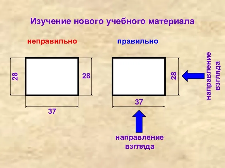 Изучение нового учебного материала неправильно правильно направление взгляда направление взгляда