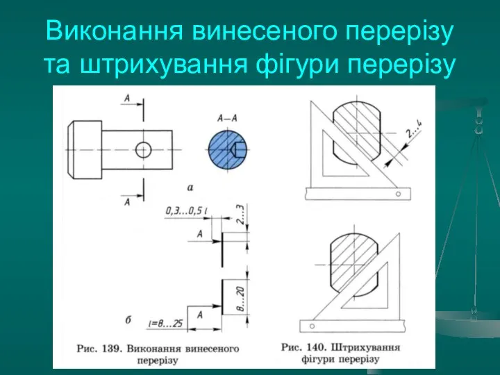 Виконання винесеного перерізу та штрихування фігури перерізу