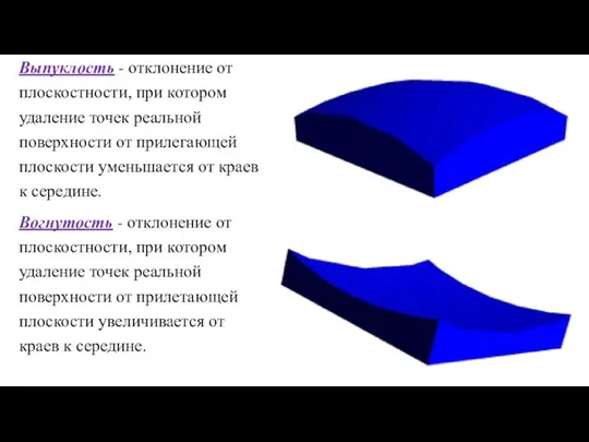 Выпуклость - отклонение от плоскостности, при котором удаление точек реальной поверхности