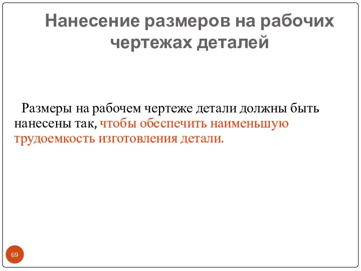 Нанесение размеров на рабочих чертежах деталей Размеры на рабочем чертеже детали