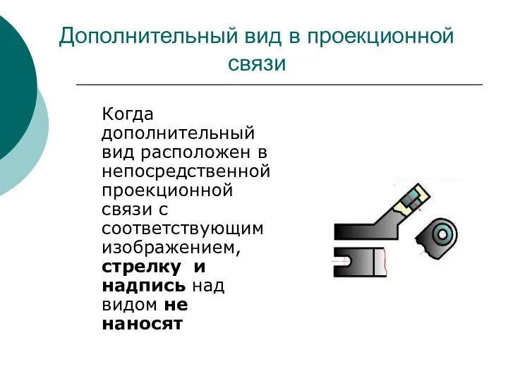 Дополнительный вид в проекционной связи Когда дополнительный вид расположен в непосредственной