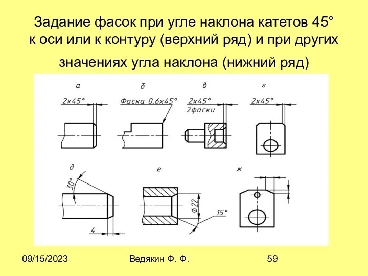 09/15/2023 Ведякин Ф. Ф. Задание фасок при угле наклона катетов 45°