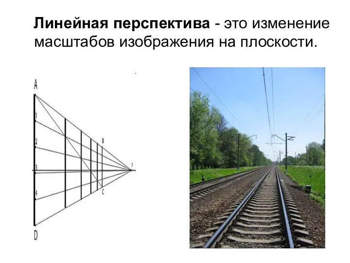 Линейная перспектива - это изменение масштабов изображения на плоскости.