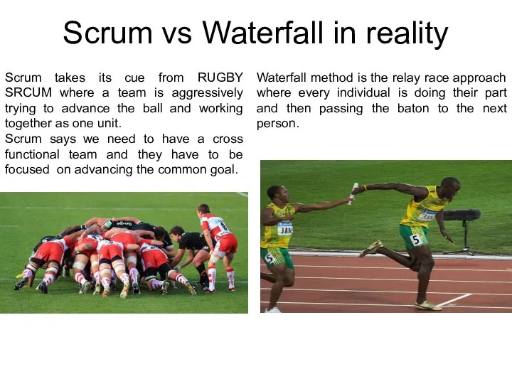 Scrum vs Waterfall in reality Scrum takes its cue from RUGBY