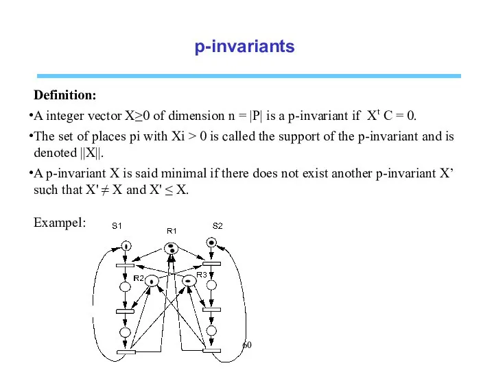 p-invariants Definition: A integer vector X≥0 of dimension n = |P|