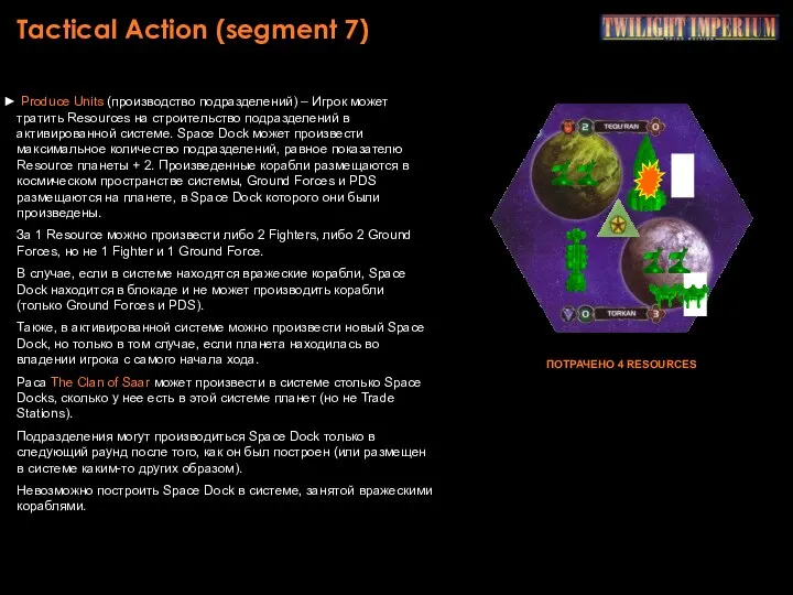 Tactical Action (segment 7) Produce Units (производство подразделений) – Игрок может