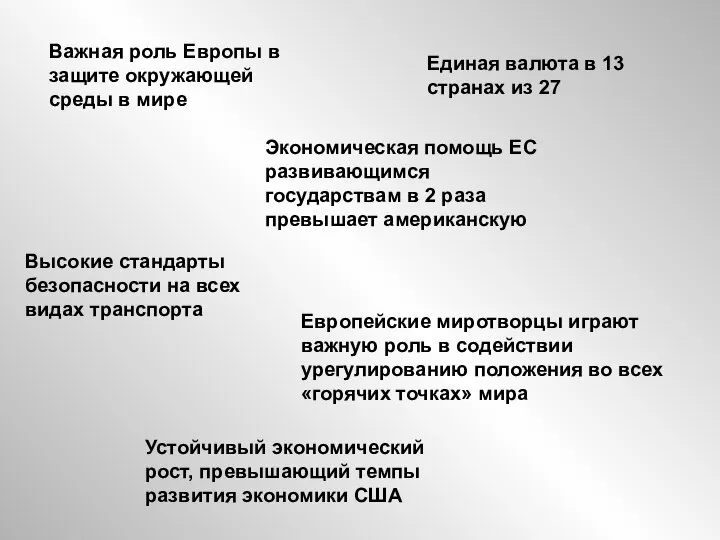 Важная роль Европы в защите окружающей среды в мире Единая валюта