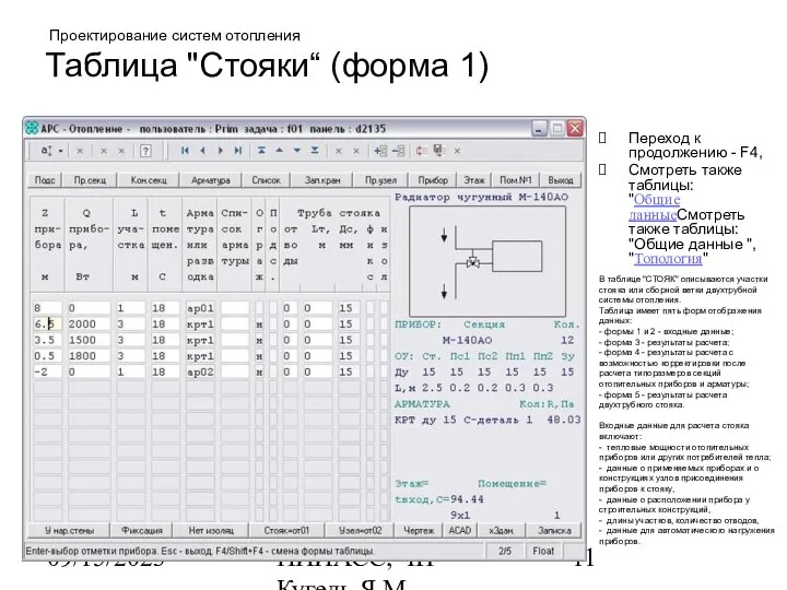 09/15/2023 НИИАСС, ЧП Кугель Я.М. Проектирование систем отопления Таблица "Стояки“ (форма