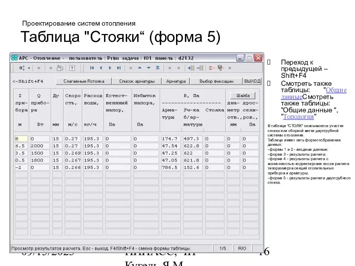 09/15/2023 НИИАСС, ЧП Кугель Я.М. Проектирование систем отопления Таблица "Стояки“ (форма