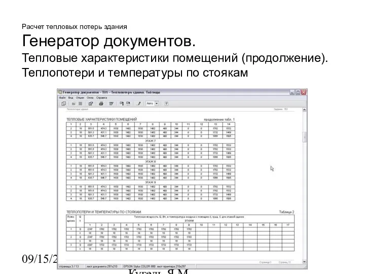 09/15/2023 НИИАСС, ЧП Кугель Я.М. Расчет тепловых потерь здания Генератор документов.