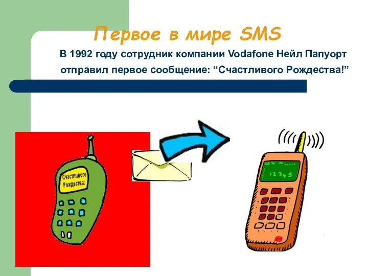 Первое в мире SMS В 1992 году сотрудник компании Vodafone Нейл