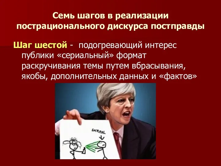 Семь шагов в реализации пострационального дискурса постправды Шаг шестой - подогревающий