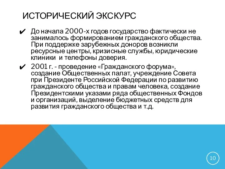 ИСТОРИЧЕСКИЙ ЭКСКУРС До начала 2000-х годов государство фактически не занималось формированием