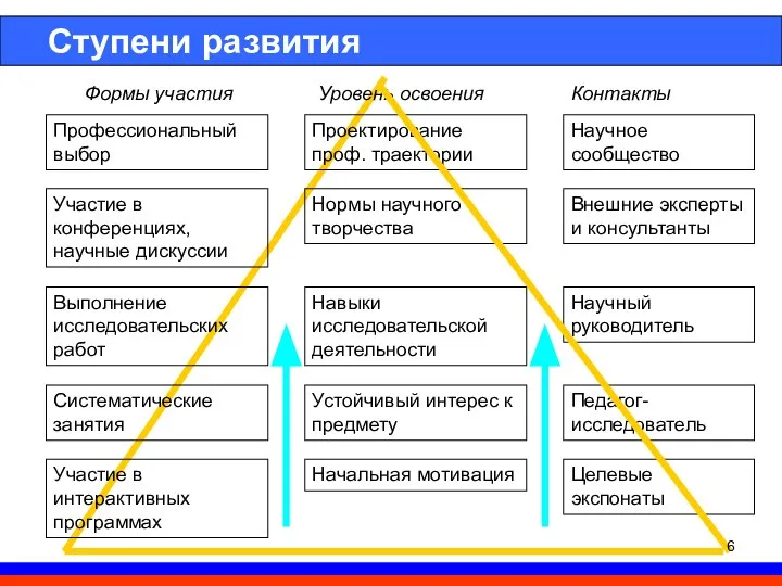 Систематические занятия Проектирование проф. траектории Участие в конференциях, научные дискуссии Выполнение