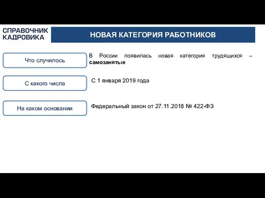 НОВАЯ КАТЕГОРИЯ РАБОТНИКОВ Что случилось В России появилась новая категория трудящихся